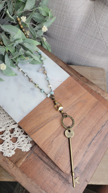 Amazonite Vintage Key 30"