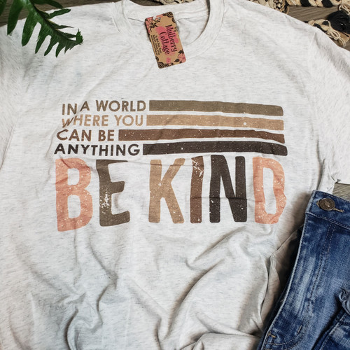 Be Kind Graphic Tee-Ash Gray
