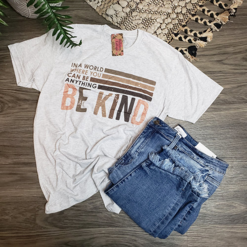 Be Kind Graphic Tee-Ash Gray