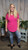 Curvy Basic V-Neck Tee-Hot Pink