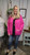 Curvy Zip Front Fur Bomber Jacket-Hot Pink