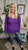 Curvy Ribbed Exposed Stitch Top-Purple