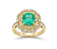 The Ultimate Luxury: Colombian Emerald & Fancy Yellow Diamond Statement Ring