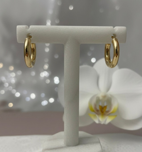 925Chic sterling silver Hoop earrings 15mm rhodium finish classic everyday elegant jewelry