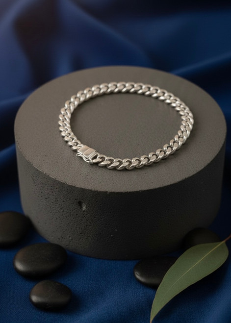 Men’s 925 sterling silver Cuban bracelet 9 inch rhodium finish