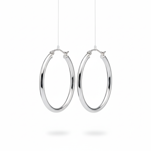 Atelier Gems Sterling silver hoop earrings close up