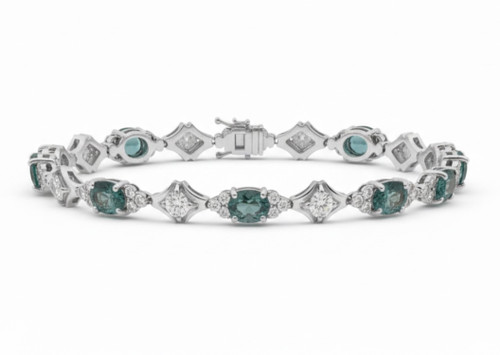 Atelier Gems 925 sterling silver natural chrome diopside gemstone bracelet 7 inch rhodium finish