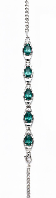 Chrome diopside gemstone sterling silver bracelet close up