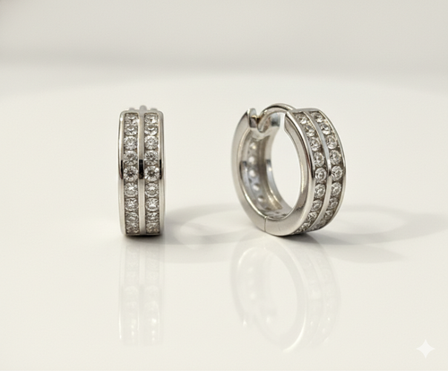 925 sterling silver CZ hoop earrings rhodium finish