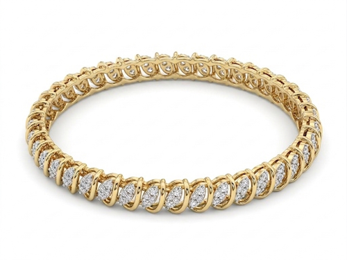 14k yellow gold diamond shape bracelet with natural diamonds
