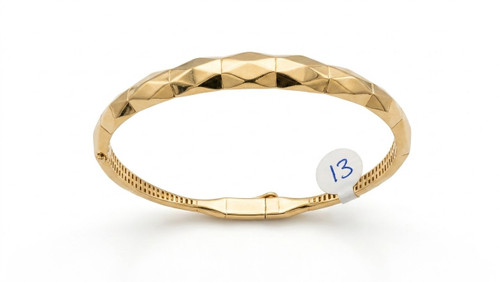 14k gold faceted diamond cut bangle bracelet