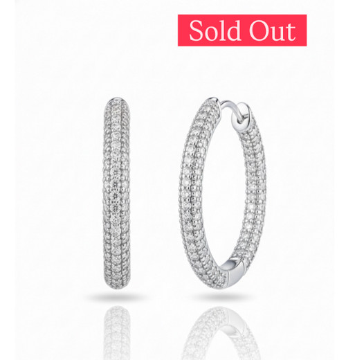 Atelier Gems 925 Sterling Silver Sophisticated CZ Front & Back Inner Hoop Earrings – Rhodium Finish  For Women