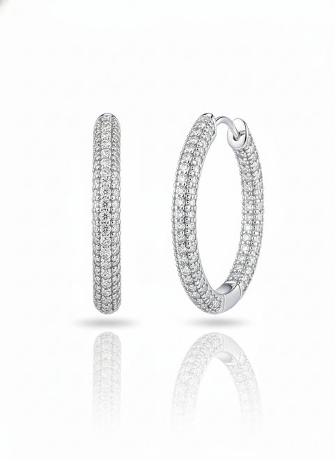 Atelier Gems sterling silver CZ hoop earrings