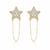 925 sterling silver CZ star stud earrings with hanging chain
