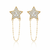 925 Chic sterling silver CZ star stud earrings with hanging chain