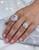 Sterling silver natural pink quartz pear shape gemstone ring Dome shape rhodium finish