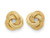 14K yellow and white gold knot stud earrings front view polished finish
