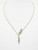 14K yellow gold blue topaz and diamond drop necklace front view
