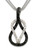 Close-up of pavé set black and white diamonds in an infinity loop design.