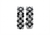 One earring facing forward and the second rotated 90 degrees to show the hinge mechanism and the thickness of the checkerboard pavé.