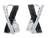 Pair of 14K white gold criss-cross huggie hoop earrings featuring pavé-set black and white Diamonds on a pure white background.