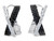 Pair of 14K white gold criss-cross huggie hoop earrings featuring pavé-set black and white Diamonds on a pure white background.