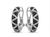 A macro shot of the open earring highlighting the high-quality 14K white gold Black diamond with white diamonds secure spring-loaded hinge mechanism.