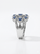 Side view of EFFY 14K white gold Ceylon sapphire and diamond halo statement ring.