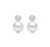 A pair of luxury EFFY 14k gold pearl and diamond drop earrings standing on a clean white display.
