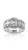The wide diamond band standing upright on a 100% pure white (#FFFFFF) glossy background, showcasing the perfect symmetry of the central cluster with a clean, luxury reflection beneath it and no harsh shadows.