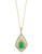 EFFY yellow gold emerald drop pendant with diamond surround on white background.