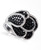 Luxury model hand wearing large EFFY black diamond flower ring on the ring finger with a soft nude manicure.
