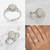 Multiple views of EFFY 14K two-tone oval diamond cluster ring with rose gold halo and split shank