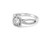Angled view of EFFY round diamond halo engagement ring showing the twist pavé shank