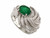 Front view of EFFY 14K white gold emerald and diamond swirl halo ring