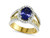 Side view of EFFY 14K two-tone gold oval tanzanite and diamond halo ring