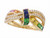 Horizontal display of EFFY 14K yellow gold ring featuring diamonds, Ceylon sapphires, and tsavorite on a white surface