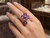Elegant model wearing EFFY 14K rose gold amethyst and rhodolite statement ring