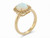 Side view of EFFY 14K yellow gold opal ring showing the gallery and shank profile