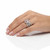 Close up of natural pink quartz gemstone with white CZ accents