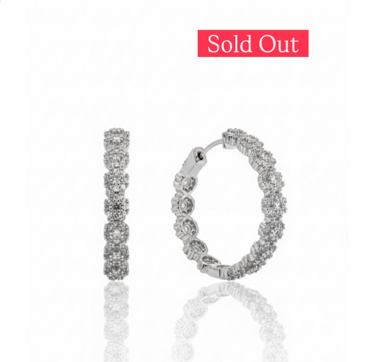 Atelier Gems Sterling silver flower design hoop earrings close up