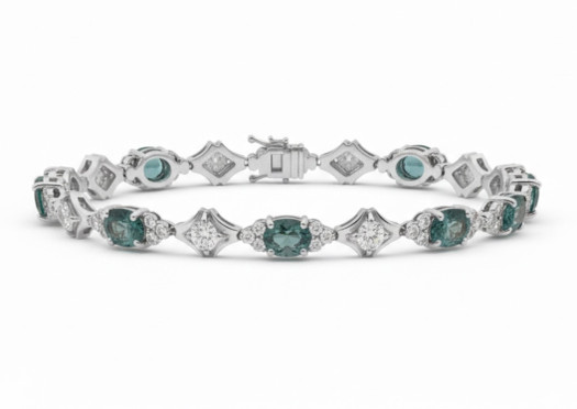 Atelier Gems 925 sterling silver natural chrome diopside gemstone bracelet 7 inch rhodium finish