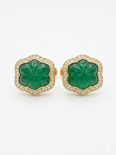 18k gold zambian emerald diamond cufflinks luxury