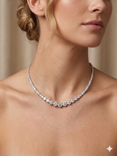 elegant 10 carat diamond tennis necklace worn on neck