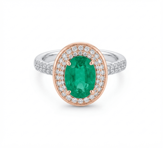EFFY Sovereign 14K two-tone gold 1.52 CT natural emerald and diamond ring.