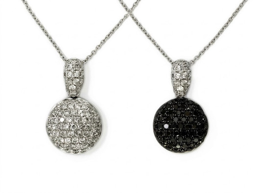 EFFY 14K white gold 1.55 CTW black and white diamond two-sided pendant showing both sides