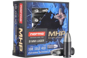 9MM – 108GR – MONOLITHIC HOLLOW POINT (MHP) – NORMA SELF-DEFENSE – QTY 20