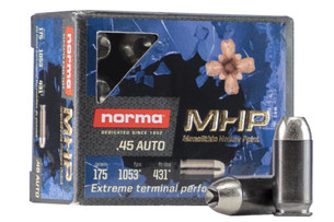 .45 ACP/AUTO – 175 GR – MONOLITHIC HOLLOW POINT – NORMA MHP – QTY 20