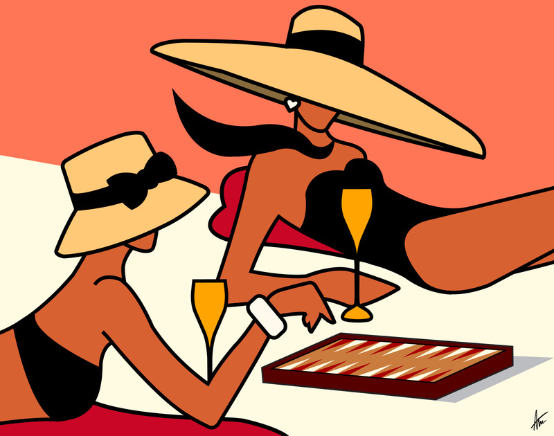 SUNDOWNER VEUVE & GAME OF BACKGAMMON
