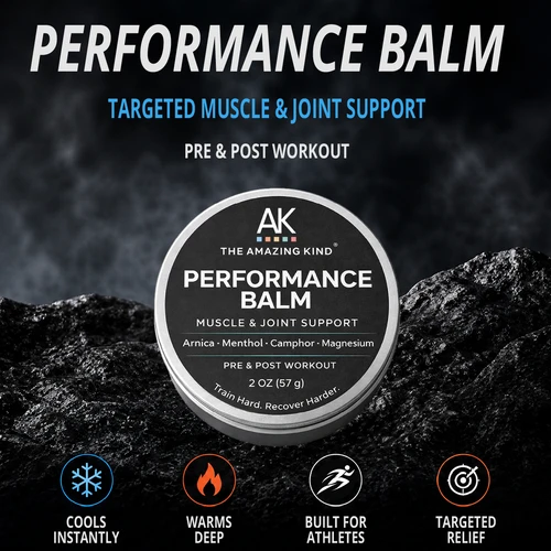 Performance Balm benefit  – targeted muscle and joint support with instant cooling, deep warming, and precise relief built for athletes